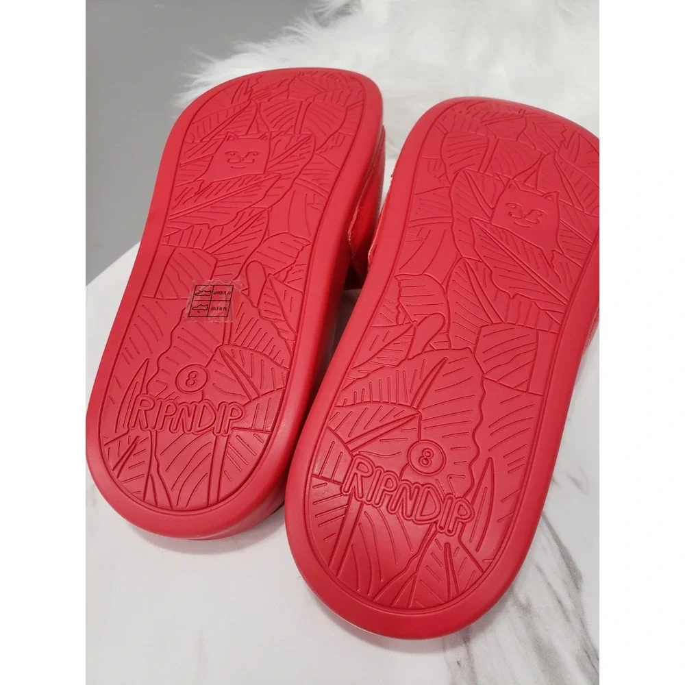 NEW NO BOX Ripndip Lord Nermal Slides Red Cat Graphic Mens 8 Womens 9.5 Sandals